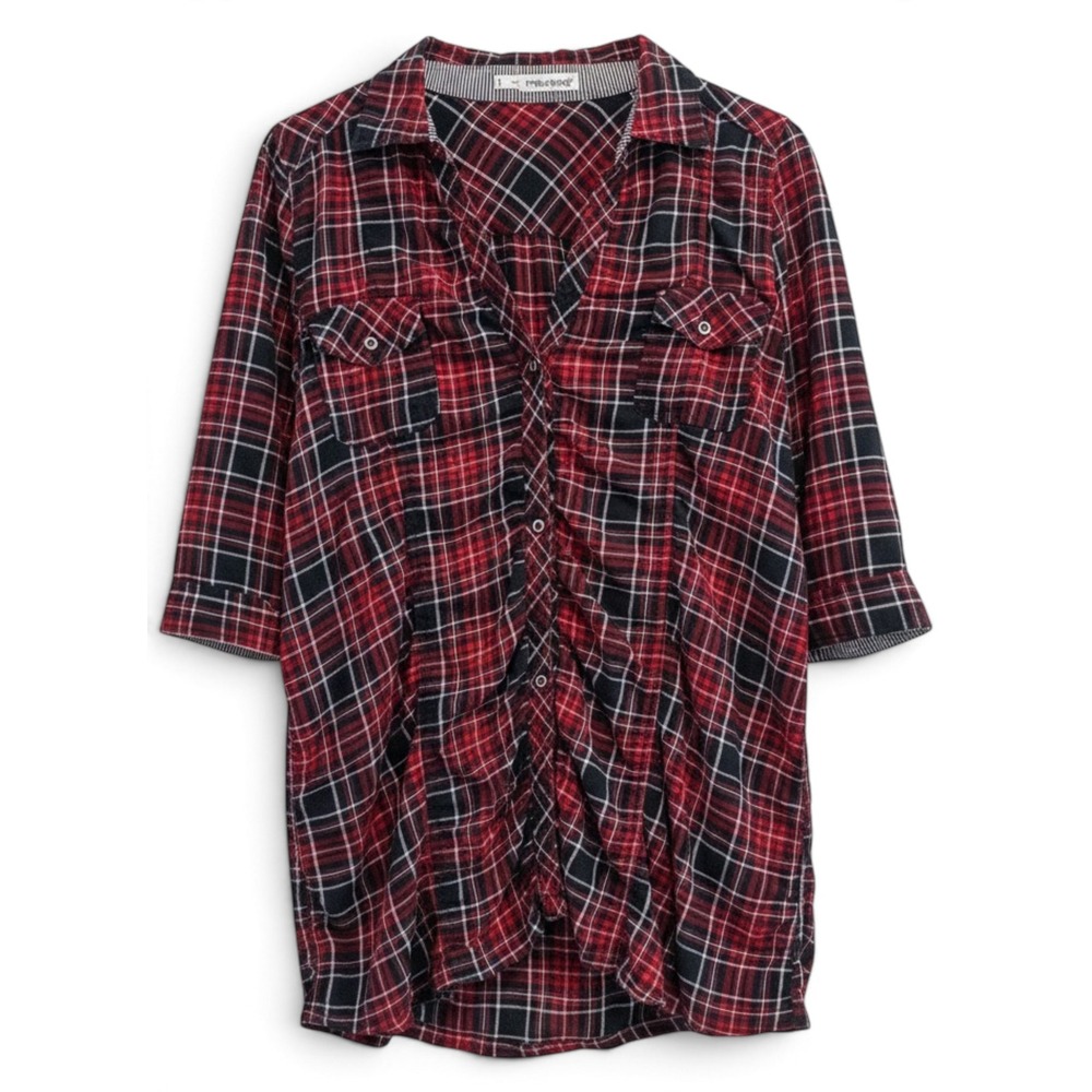 Maurices Plaid Button Up Shirt Women 1X Grunge Lumberjack Cabincore Rustic Fall